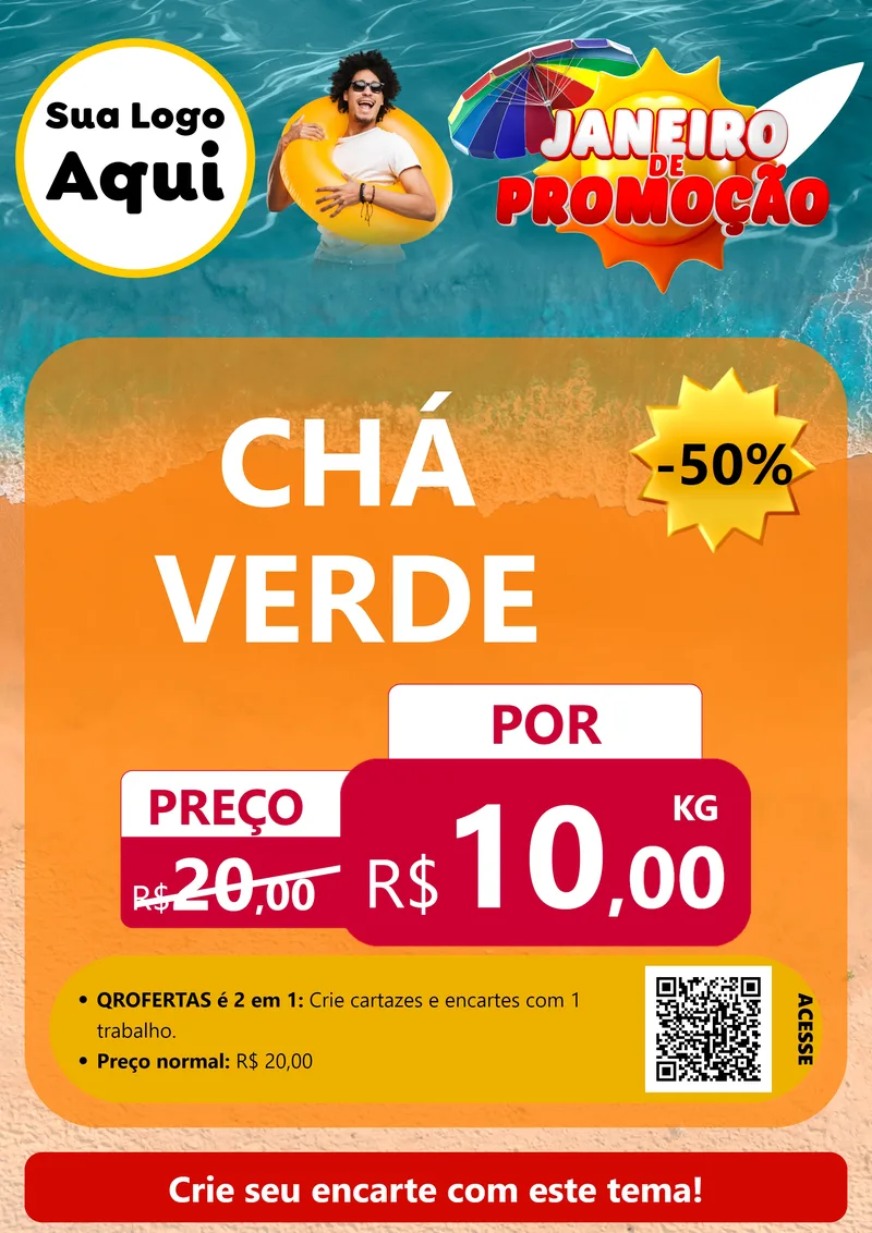 Modelo de Cartaz para Cartaz A4 Vertical com o tema Janeiro de Promoção para Produtos Naturais