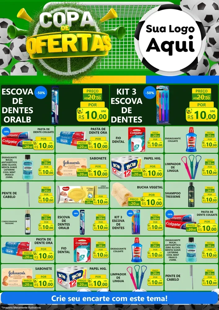 Modelo de Encarte para Encarte A4 Vertical com o tema Copa De Ofertas para Higiene Pessoal