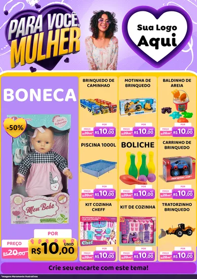 Modelo de Encarte para Encarte A4 Vertical com o tema Para Você, Mulher para Brinquedos