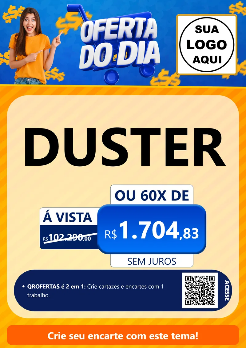 Modelo de Cartaz para Cartaz A4 Vertical com o tema Oferta do Dia para Concessionaria de Carros