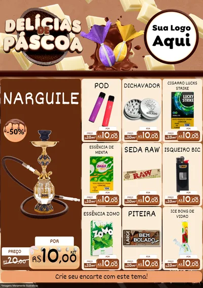 Modelo de Encarte para Encarte A4 Vertical com o tema Delícias de Páscoa para Tabacaria