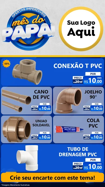 Modelo de TV para TV Vertical com o tema Ofertas Imperdíveis Mês Do Papai para Tubos e conexões