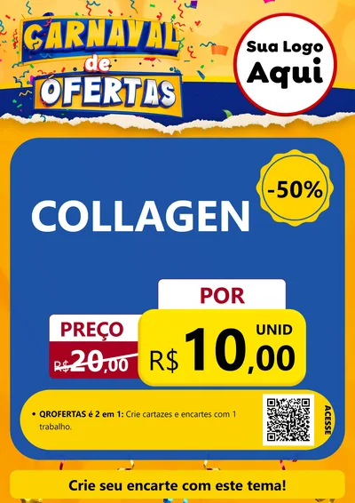 Modelo de Cartaz para Cartaz A4 Vertical com o tema Carnaval de Ofertas para Suplementos alimentares