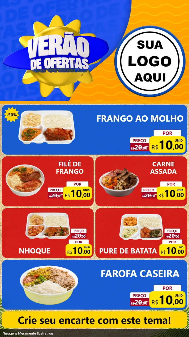 Modelo de TV para TV Vertical com o tema Verão de Ofertas para Restaurante