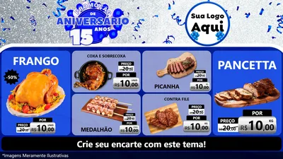 Modelo de TV para TV Horizontal com o tema Promoção de Aniversário - 15 Anos para Assados