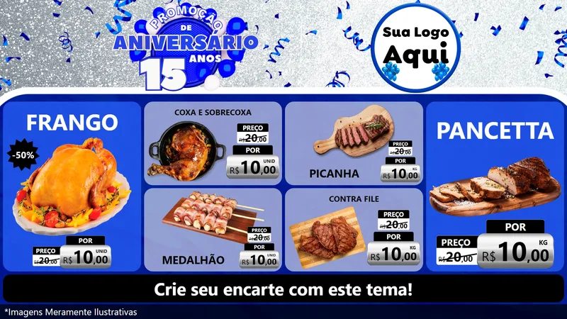 Modelo de TV para TV Horizontal com o tema Promoção de Aniversário - 15 Anos para Assados