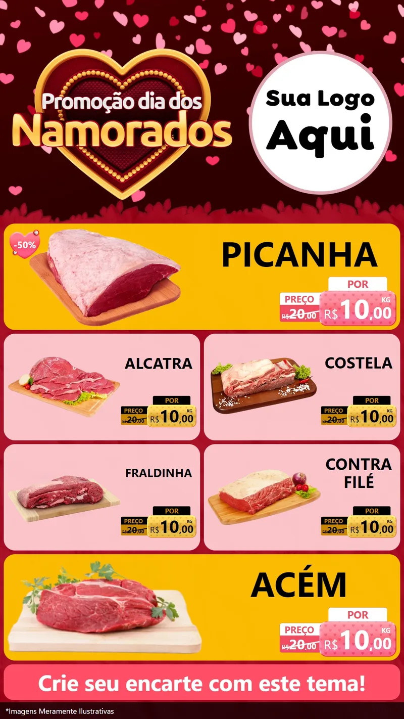 Modelo de TV para TV Vertical com o tema Promoção Dia Dos Namorados para Açougue