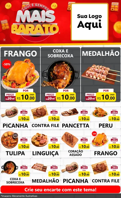 Modelo de Encarte para Encarte Grande com o tema Mais Barato para Assados