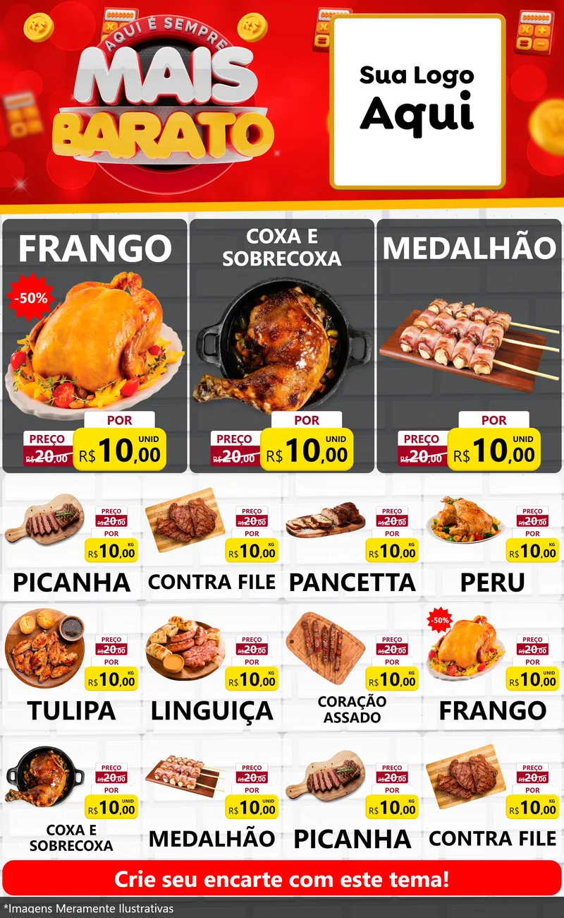 Modelo de Encarte para Encarte Grande com o tema Mais Barato para Assados