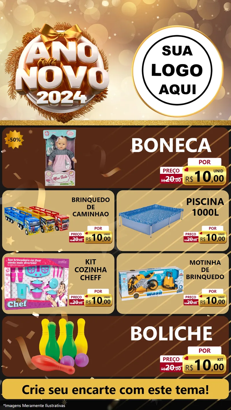 Modelo de TV para TV Vertical com o tema Feliz Ano Novo 2027 para Brinquedos