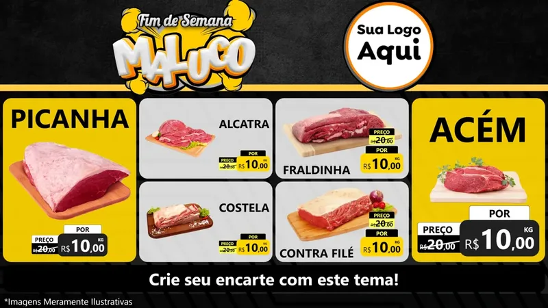 Modelo de TV para TV Horizontal com o tema Fim de Semana Maluco para Açougue