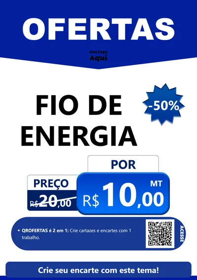 Modelo de Cartaz para Cartaz A4 Vertical com o tema Ofertas Azul Cartaz para Materiais Elétricos