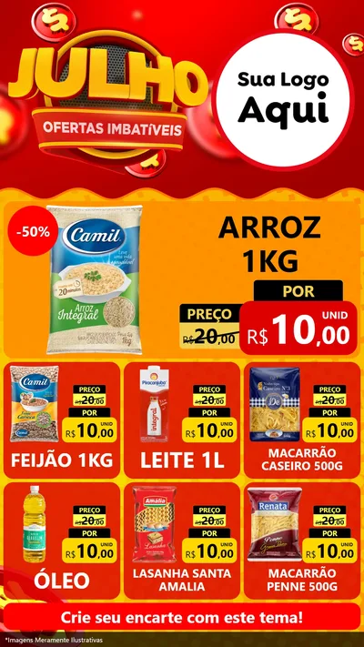 Modelo de Rede Social para Stories com o tema Julho Ofertas Imbatíveis para Supermercado