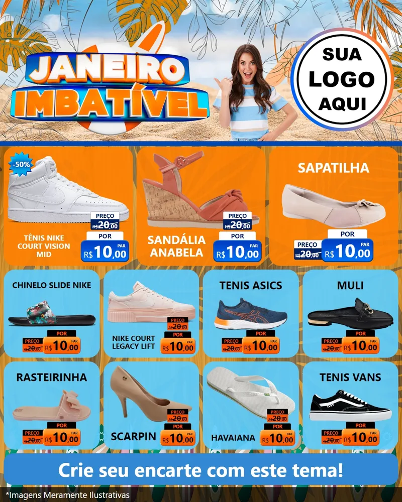 Modelo de Rede Social para Feed Instagram com o tema Janeiro Imbatível para Calçados
