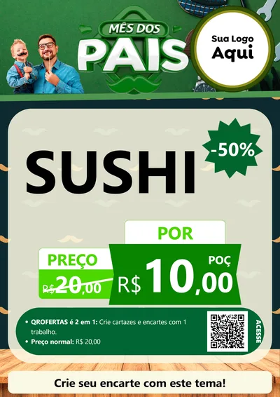 Modelo de Cartaz para Cartaz A4 Vertical com o tema Mês dos Pais para Comida japonesa