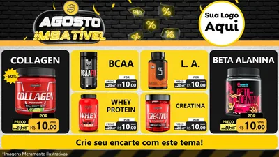 Modelo de TV para TV Horizontal com o tema Agosto Imbatível para Suplementos alimentares