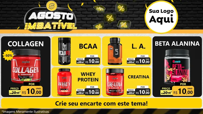 Modelo de TV para TV Horizontal com o tema Agosto Imbatível para Suplementos alimentares