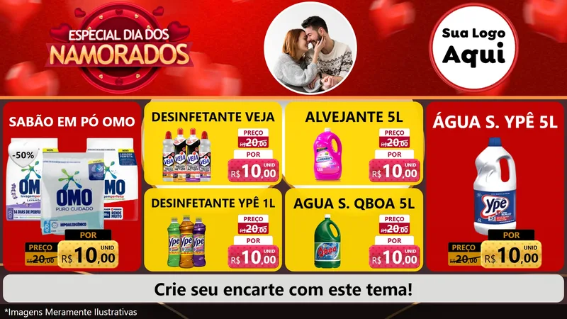 Modelo de TV para TV Horizontal com o tema Especial Dia Dos Namorados para Produtos de Limpeza