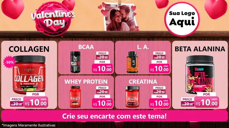 Modelo de TV para TV Horizontal com o tema Valentine's Day para Suplementos alimentares