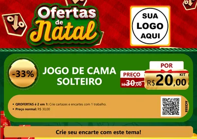Modelo de Cartaz para Cartaz A4 Horizontal com o tema Ofertas de Natal para Cama, Mesa e Banho