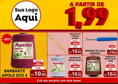 Modelo de Encarte para Encarte A4 Horizontal com o tema A Partir de Um e Noventa e Nove - 1,99 para Armarinho e Aviamentos