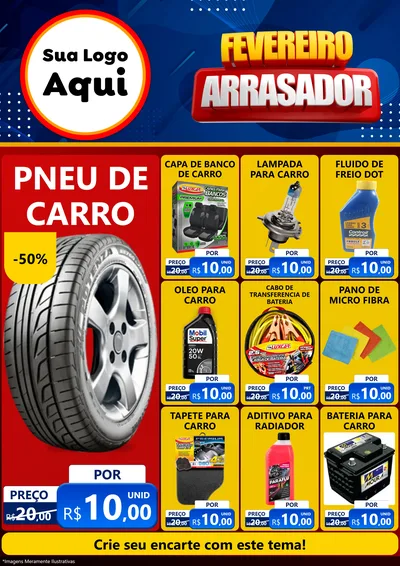 Modelo de Encarte para Encarte A4 Vertical com o tema Fevereiro Arrasador para Auto peças