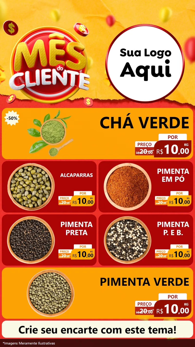 Modelo de TV para TV Vertical com o tema Mês do Cliente para Produtos Naturais