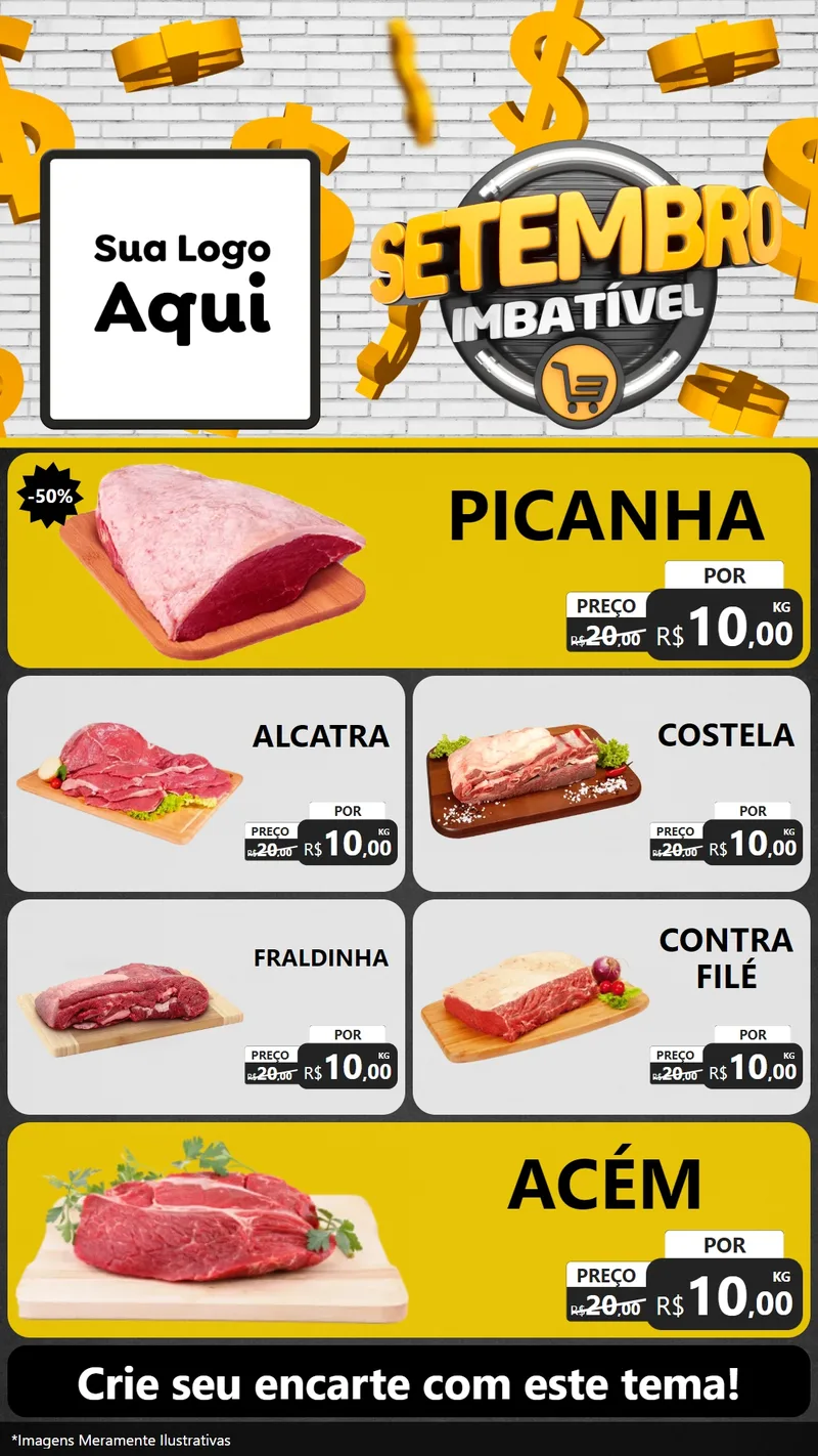 Modelo de TV para TV Vertical com o tema Setembro Imbatível para Açougue