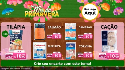 Modelo de TV para TV Horizontal com o tema Mês da Primavera para Peixaria