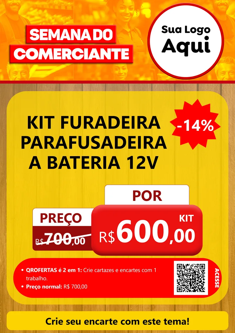 Modelo de Cartaz para Cartaz A4 Vertical com o tema Semana do Comerciante para Maquinas e Ferramentas