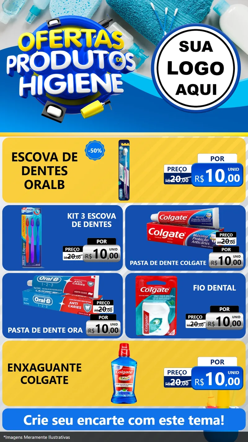Modelo de TV para TV Vertical com o tema Ofertas Produtos de Higiene para Higiene Pessoal