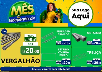 Modelo de Encarte para Encarte A4 Horizontal com o tema Mês da Independência para Ferragens