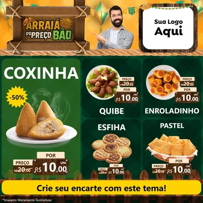 Modelo de Rede Social para Feed Facebook com o tema Arraiá do preço bão para Salgadaria