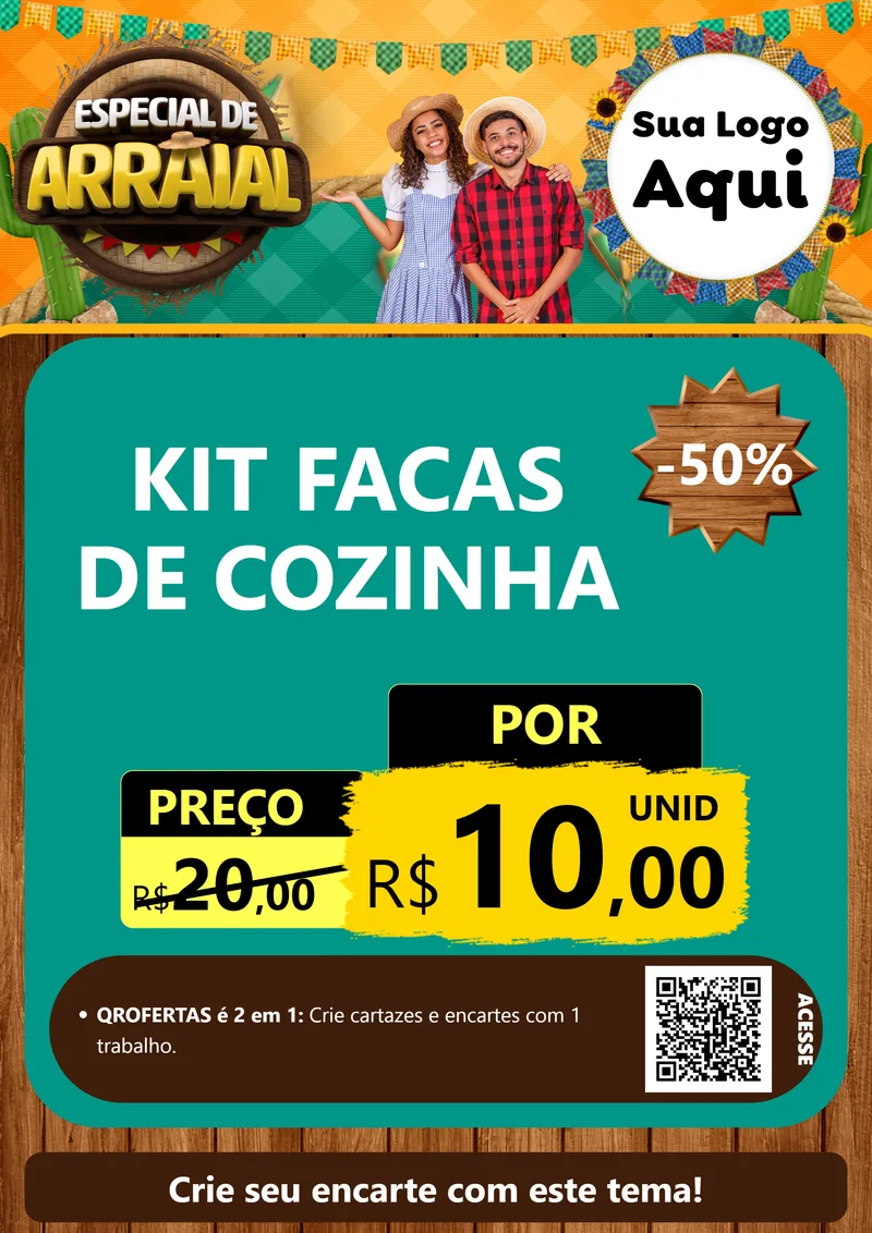 Modelo de Cartaz para Cartaz A4 Vertical com o tema Especial De Arraial para Utilidades Domésticas