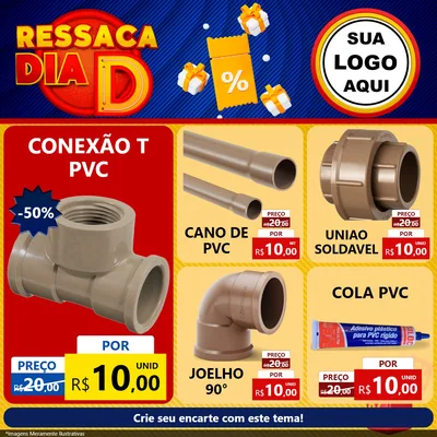 Modelo de Rede Social para Feed Facebook com o tema Ressaca Dia D para Tubos e conexões