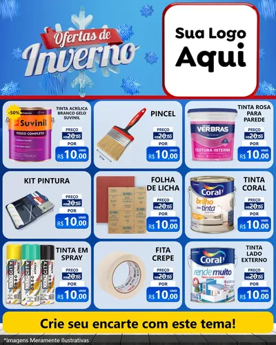 Modelo de Rede Social para Feed Instagram com o tema Ofertas de Inverno para Tintas e Ferramentas