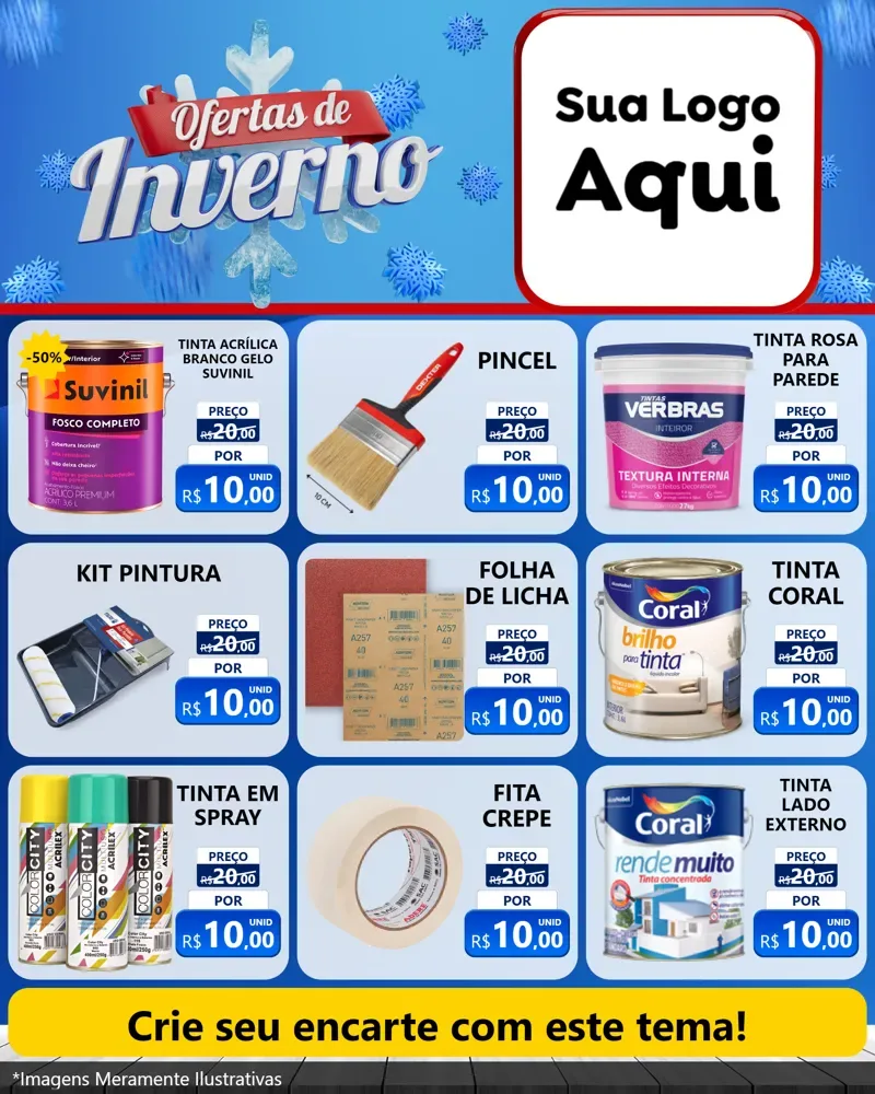Modelo de Rede Social para Feed Instagram com o tema Ofertas de Inverno para Tintas e Ferramentas