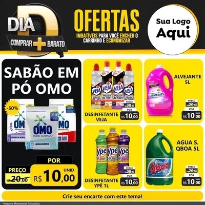 Modelo de Rede Social para Feed Facebook com o tema Dia D Mais Economia para Produtos de Limpeza
