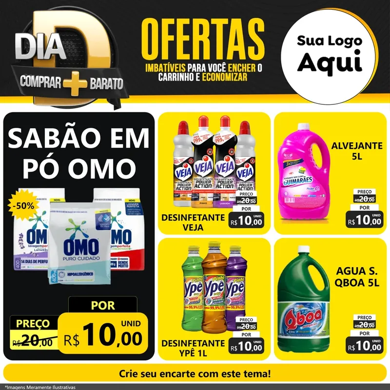 Modelo de Rede Social para Feed Facebook com o tema Dia D Mais Economia para Produtos de Limpeza