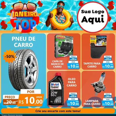 Modelo de Rede Social para Feed Facebook com o tema Janeiro Top para Auto peças