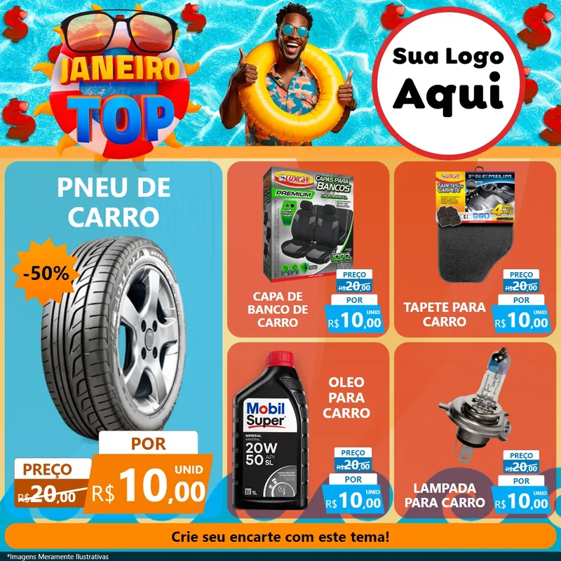 Modelo de Rede Social para Feed Facebook com o tema Janeiro Top para Auto peças