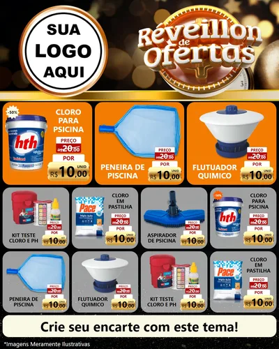 Modelo de Rede Social para Feed Instagram com o tema Réveillon de Ofertas para Produtos para Piscina