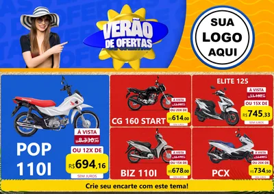 Modelo de Encarte para Encarte A4 Horizontal com o tema Verão de Ofertas para Concessionaria de Motos