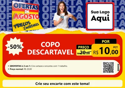 Modelo de Cartaz para Cartaz A4 Horizontal com o tema Ofertas de Agosto - Preços Incríveis para Embalagens
