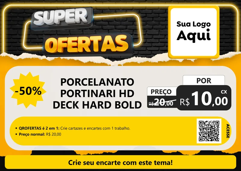 Modelo de Cartaz para Cartaz A4 Horizontal com o tema Super Ofertas para Pisos e revestimentos