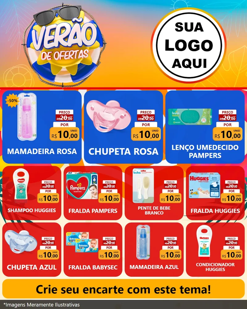 Modelo de Rede Social para Feed Instagram com o tema Verão de Ofertas para Bebês