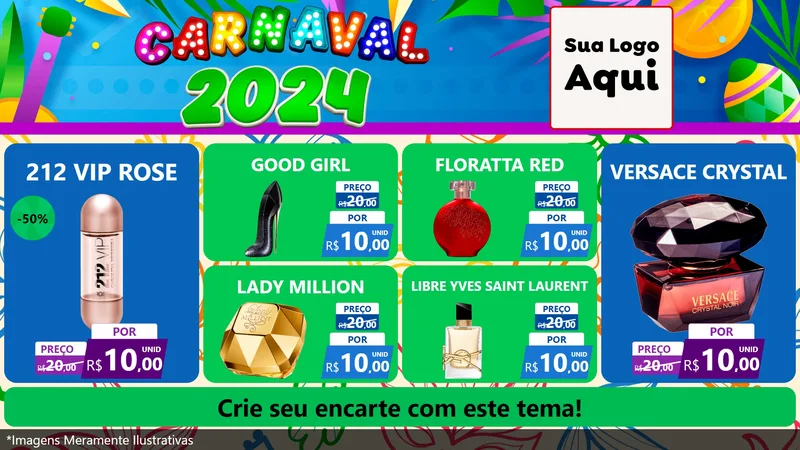 Modelo de TV para TV Horizontal com o tema Carnaval 2027 para Perfumes