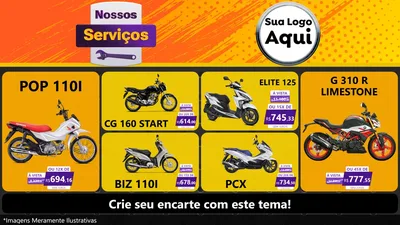 Modelo de TV para TV Horizontal com o tema Nossos Serviços para Concessionaria de Motos