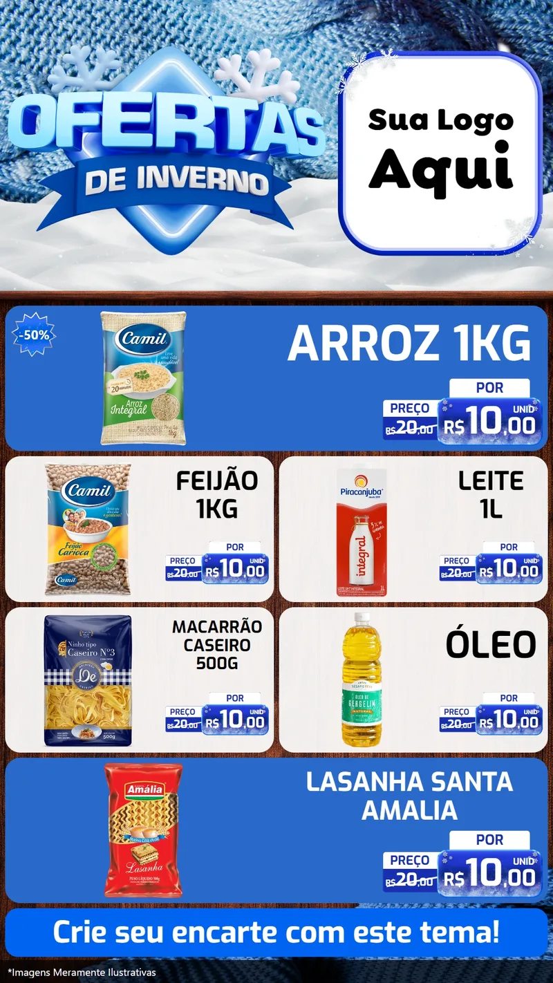 Modelo de TV para TV Vertical com o tema Ofertas de Inverno para Supermercado