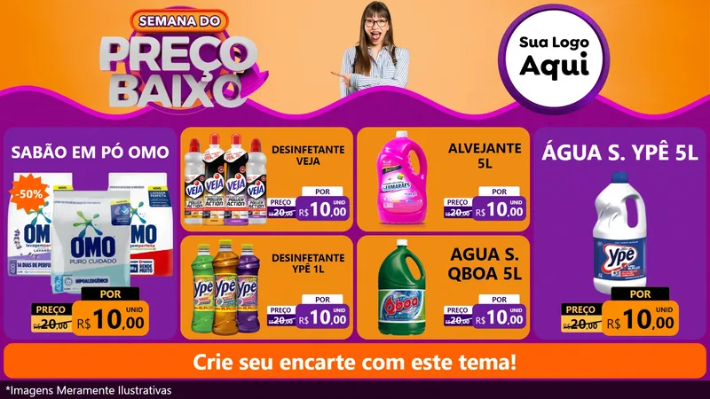 Modelo de TV para TV Horizontal com o tema Semana do Preço Baixo para Produtos de Limpeza
